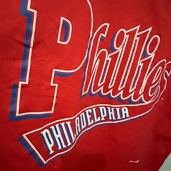 248 MLB | EUC Vintage Philadelphia Phillies Red V-Neck Jersey Tee 1993 (Sz L) - Picture 3 of 12